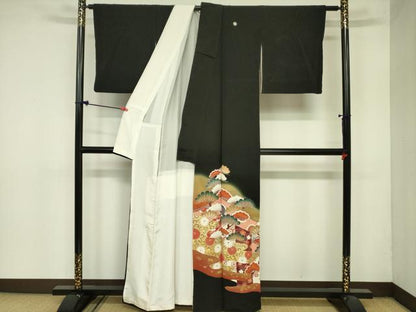 平和屋着物■豪華黒留袖 菊唐草文 松竹梅 暈し染め 金彩 正絹 逸品 DAAY2861op