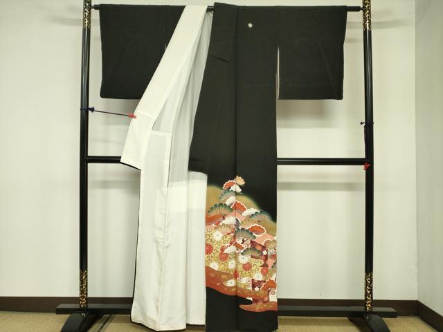 平和屋着物■豪華黒留袖 菊唐草文 松竹梅 暈し染め 金彩 正絹 逸品 DAAY2861op