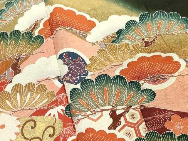 平和屋着物■豪華黒留袖 菊唐草文 松竹梅 暈し染め 金彩 正絹 逸品 DAAY2861op