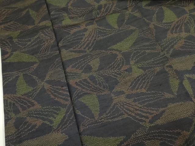 平和屋着物■上質な紬 草葉文 黒地 正絹 逸品 DAAY2878op