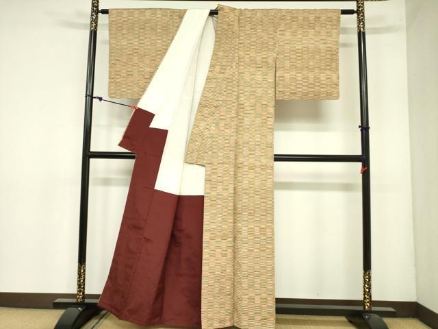 平和屋着物■上質な紬 幾何学文様 正絹 逸品 DAAY2881op