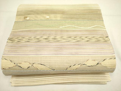 平和屋着物＊夏物 絽綴れ 八寸名古屋帯 横段文 正絹 逸品 DAAY2906op