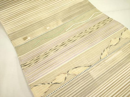 平和屋着物＊夏物 絽綴れ 八寸名古屋帯 横段文 正絹 逸品 DAAY2906op
