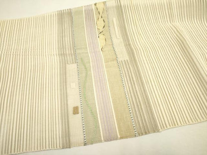 平和屋着物＊夏物 絽綴れ 八寸名古屋帯 横段文 正絹 逸品 DAAY2906op