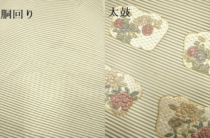 平和屋着物＊夏物 絽綴れ 八寸名古屋帯 絽刺し 区限刺繍 総刺繍 草花 金糸 正絹 逸品 DAAY2908op