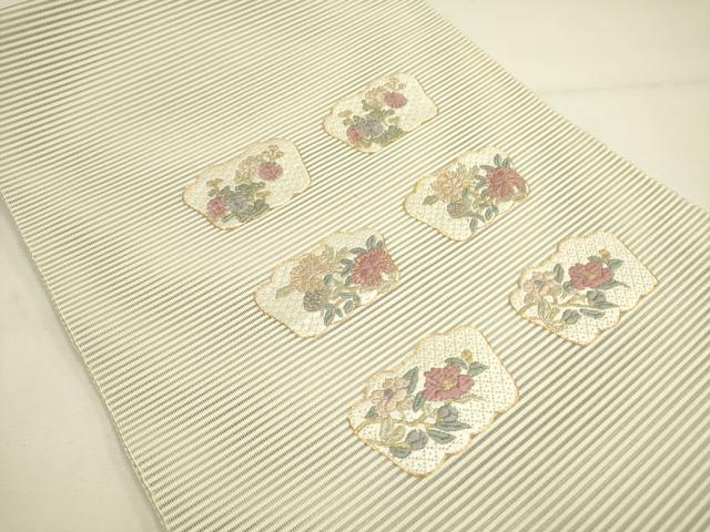 平和屋着物＊夏物 絽綴れ 八寸名古屋帯 絽刺し 区限刺繍 総刺繍 草花 金糸 正絹 逸品 DAAY2908op