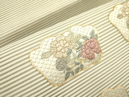 平和屋着物＊夏物 絽綴れ 八寸名古屋帯 絽刺し 区限刺繍 総刺繍 草花 金糸 正絹 逸品 DAAY2908op