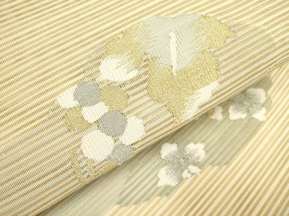 平和屋着物＊夏物 絽綴れ 八寸名古屋帯 葡萄蔦の葉文 金糸 正絹 逸品 DAAY2916op