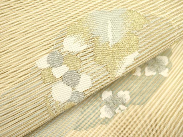 平和屋着物＊夏物 絽綴れ 八寸名古屋帯 葡萄蔦の葉文 金糸 正絹 逸品 DAAY2916op