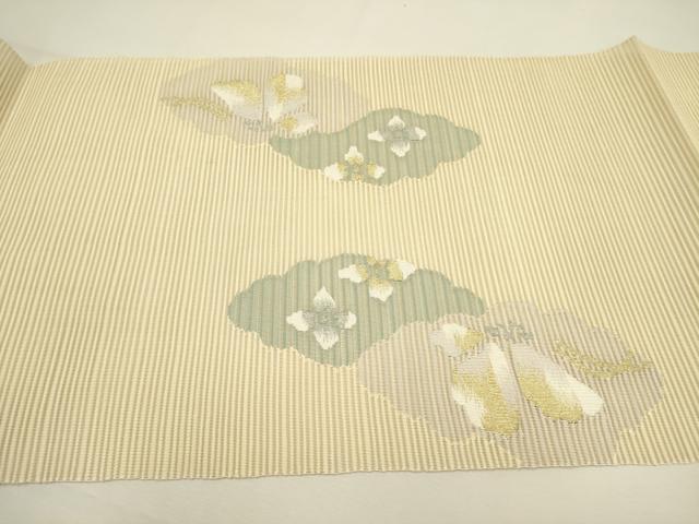 平和屋着物＊夏物 絽綴れ 八寸名古屋帯 葡萄蔦の葉文 金糸 正絹 逸品 DAAY2916op
