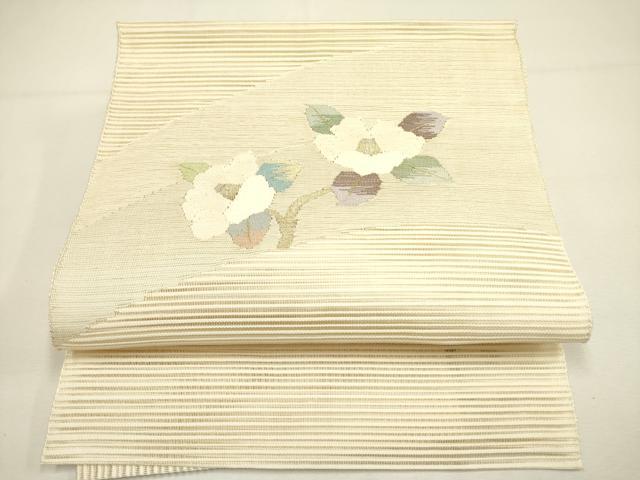 平和屋着物＊夏物 絽綴れ 八寸名古屋帯 草花 金銀糸 正絹 逸品 DAAY2925op