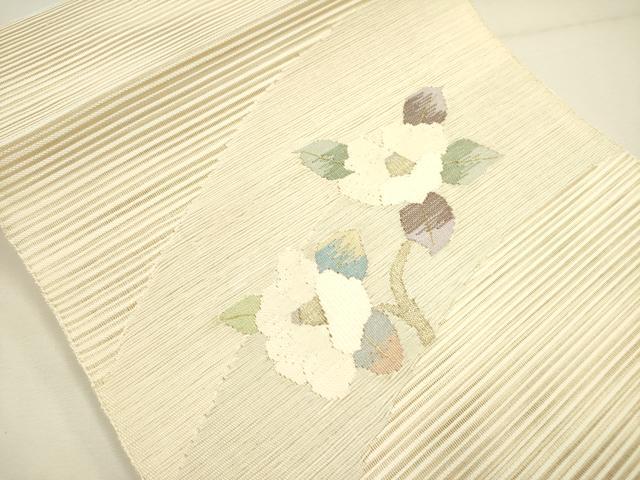 平和屋着物＊夏物 絽綴れ 八寸名古屋帯 草花 金銀糸 正絹 逸品 DAAY2925op
