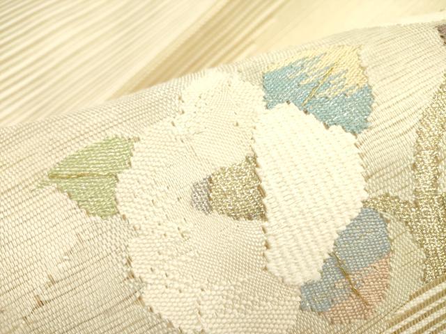 平和屋着物＊夏物 絽綴れ 八寸名古屋帯 草花 金銀糸 正絹 逸品 DAAY2925op