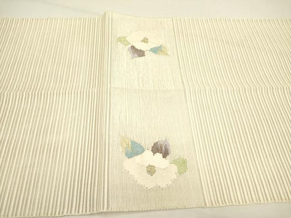 平和屋着物＊夏物 絽綴れ 八寸名古屋帯 草花 金銀糸 正絹 逸品 DAAY2925op