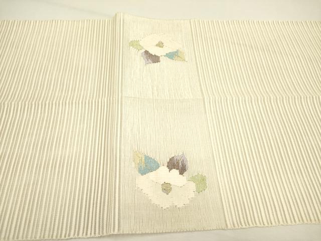 平和屋着物＊夏物 絽綴れ 八寸名古屋帯 草花 金銀糸 正絹 逸品 DAAY2925op