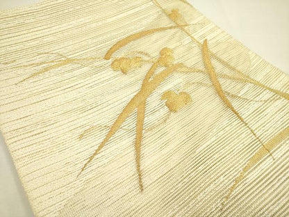 平和屋着物＊夏物 八寸名古屋帯 草花 金糸 正絹 逸品 DAAY2926op