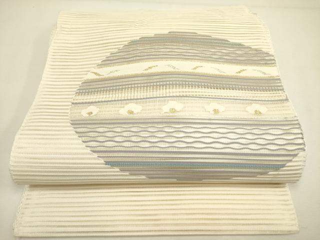 平和屋着物＊夏物 絽綴れ 八寸名古屋帯 横段花文 金銀糸 正絹 逸品 DAAY2927op
