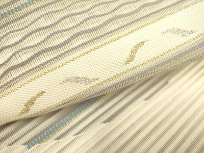 平和屋着物＊夏物 絽綴れ 八寸名古屋帯 横段花文 金銀糸 正絹 逸品 DAAY2927op