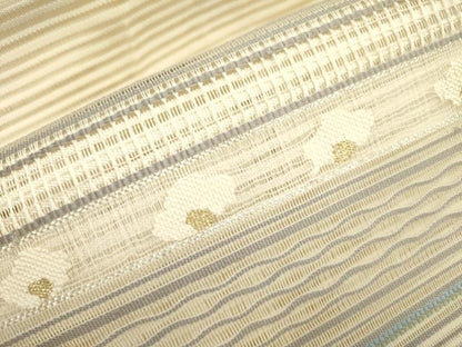 平和屋着物＊夏物 絽綴れ 八寸名古屋帯 横段花文 金銀糸 正絹 逸品 DAAY2927op