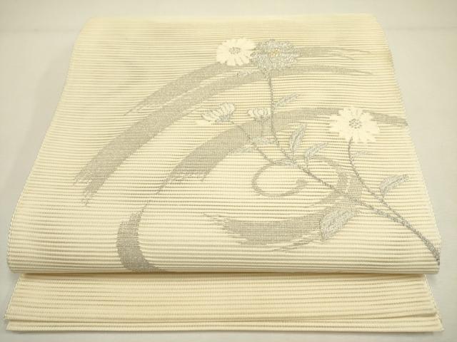 平和屋着物＊夏物 絽綴れ 八寸名古屋帯 菊 金銀糸 正絹 逸品 DAAY2928op