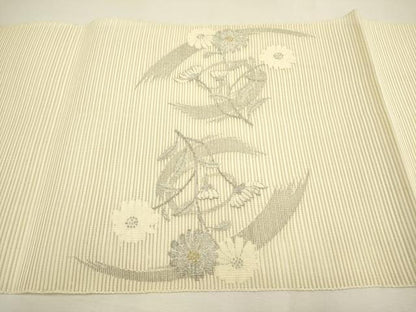 平和屋着物＊夏物 絽綴れ 八寸名古屋帯 菊 金銀糸 正絹 逸品 DAAY2928op