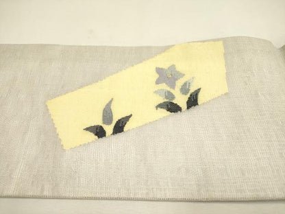 平和屋着物＊夏物　九寸名古屋帯　すくい織　草花　金糸　正絹　逸品　DAAY2929op