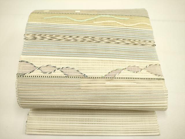 平和屋着物＊夏物　八寸名古屋帯　横段抽象文様　金糸　正絹　逸品　DAAY2931op 平和屋着物＊夏物 八寸名古屋帯 横段抽象文様 金糸 正絹 逸品