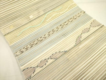 平和屋着物＊夏物 八寸名古屋帯 横段抽象文様 金糸 正絹 逸品 DAAY2931op