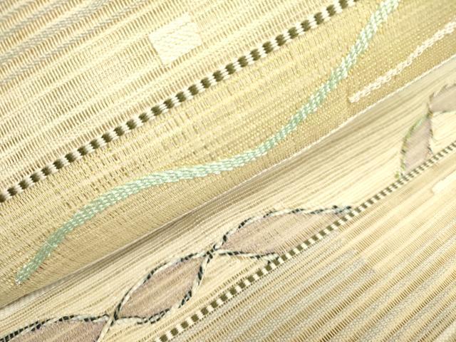 平和屋着物＊夏物 八寸名古屋帯 横段抽象文様 金糸 正絹 逸品 DAAY2931op