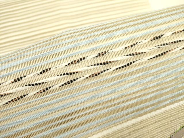 平和屋着物＊夏物 八寸名古屋帯 横段抽象文様 金糸 正絹 逸品 DAAY2931op
