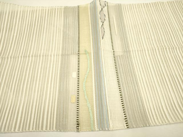 平和屋着物＊夏物 八寸名古屋帯 横段抽象文様 金糸 正絹 逸品