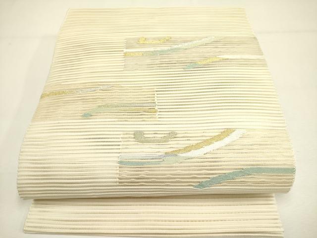 平和屋着物＊夏物 絽綴れ 八寸名古屋帯 抽象文様 金銀糸 正絹 逸品 DAAY2932op