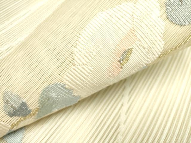 平和屋着物＊夏物 絽綴れ 八寸名古屋帯 地紙草花 金糸 正絹 逸品 DAAY2938op