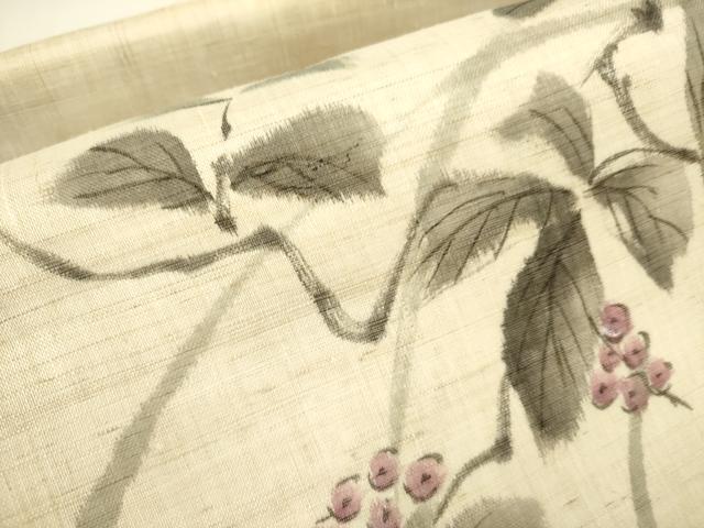 平和屋着物＊夏物 太鼓柄袋帯 手描き 南天文 麻 逸品 DAAY2942op