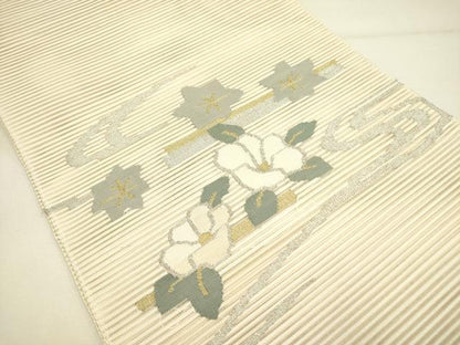 平和屋着物＊夏物 絽綴れ 八寸名古屋帯 草花文 金銀糸 正絹 逸品 DAAY2943op