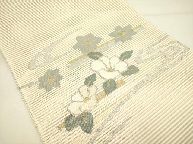 平和屋着物＊夏物 絽綴れ 八寸名古屋帯 草花文 金銀糸 正絹 逸品 DAAY2943op