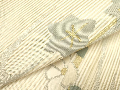 平和屋着物＊夏物 絽綴れ 八寸名古屋帯 草花文 金銀糸 正絹 逸品 DAAY2943op