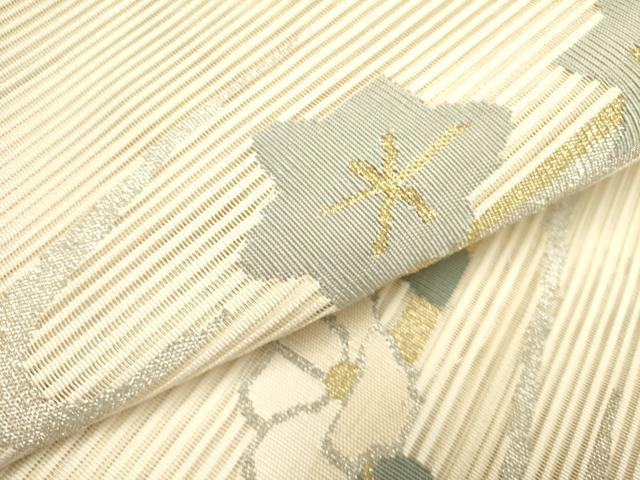 平和屋着物＊夏物 絽綴れ 八寸名古屋帯 草花文 金銀糸 正絹 逸品 DAAY2943op