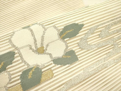 平和屋着物＊夏物 絽綴れ 八寸名古屋帯 草花文 金銀糸 正絹 逸品 DAAY2943op