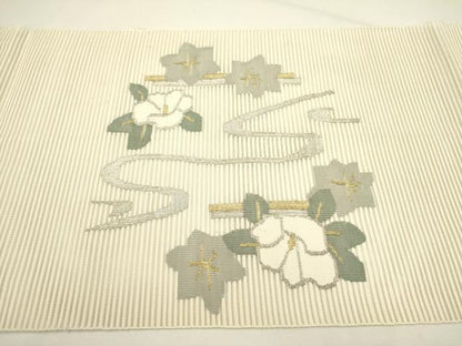 平和屋着物＊夏物 絽綴れ 八寸名古屋帯 草花文 金銀糸 正絹 逸品 DAAY2943op