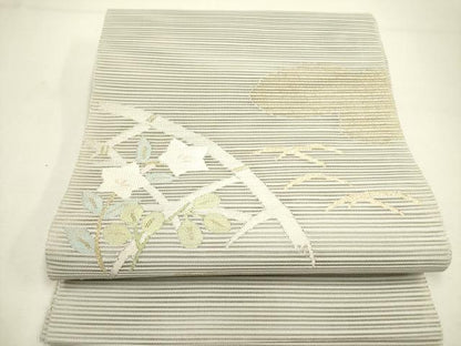 平和屋着物＊夏物 絽綴れ 八寸名古屋帯 桔梗文 金銀糸 正絹 逸品 DAAY2947op