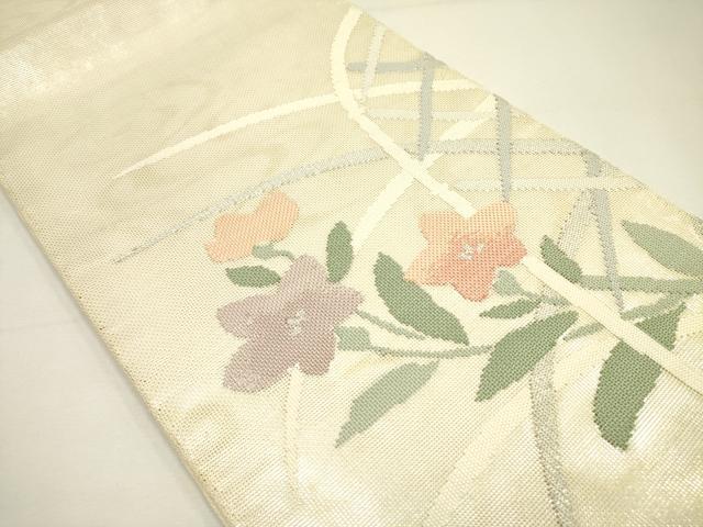 平和屋着物＊夏物 太鼓柄袋帯 桔梗文 銀糸 正絹 逸品 DAAY2948op