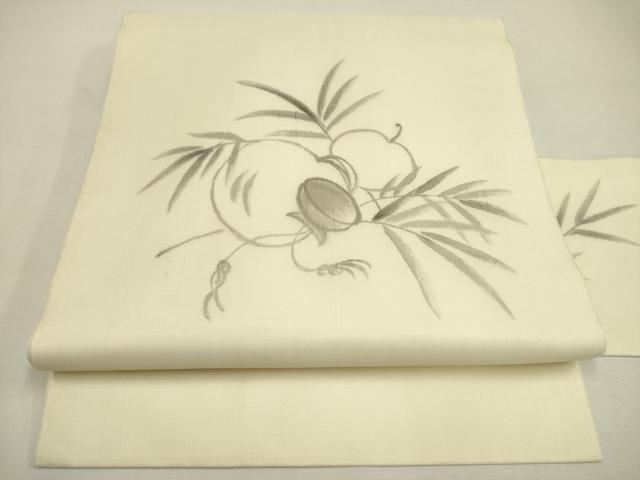 平和屋着物＊夏物 九寸名古屋帯 作家物 手描き 草葉文 正絹 逸品 DAAY2949op