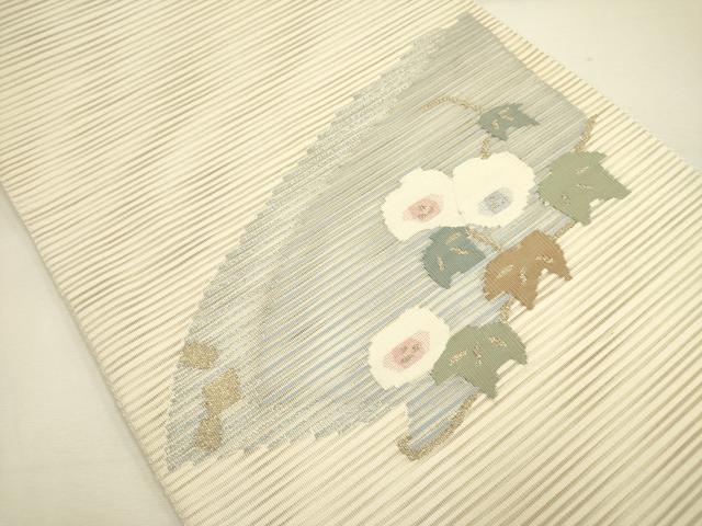 平和屋着物＊夏物 絽綴れ 八寸名古屋帯 草花文 金糸 正絹 逸品 DAAY2954op