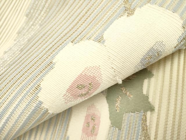 平和屋着物＊夏物 絽綴れ 八寸名古屋帯 草花文 金糸 正絹 逸品 DAAY2954op