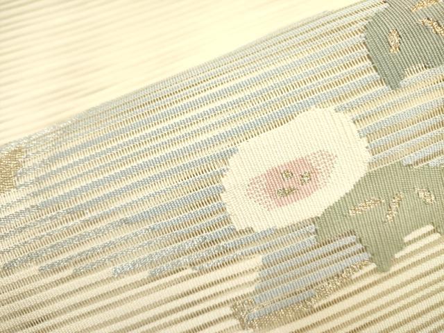平和屋着物＊夏物 絽綴れ 八寸名古屋帯 草花文 金糸 正絹 逸品 DAAY2954op