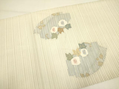 平和屋着物＊夏物 絽綴れ 八寸名古屋帯 草花文 金糸 正絹 逸品 DAAY2954op