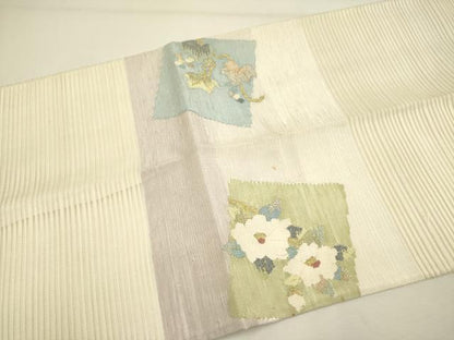 平和屋着物＊夏物 絽綴れ 太鼓柄袋帯 草花 金銀糸 正絹 逸品 DAAY2957op