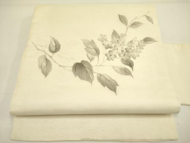 平和屋着物＊夏物 九寸名古屋帯 手描き 草花 正絹 逸品 DAAY2958op