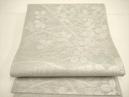 平和屋着物＊夏物 六通柄袋帯 草葉文 銀糸 正絹 逸品 DAAY2961op